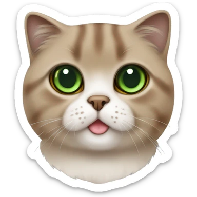Brown scottish fold cat with green eyes  sticker