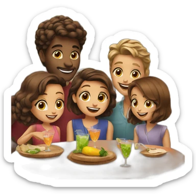 the animols family having an aperitif sticker