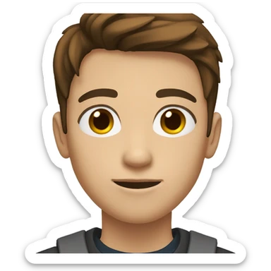 Teenager boy type mexican, White skin, with straight brown hair (Which go down behind to the nape of the neck), Little bit dezoom sticker