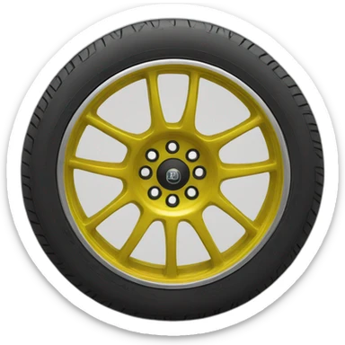 Wheel auto réalistic yellow sticker