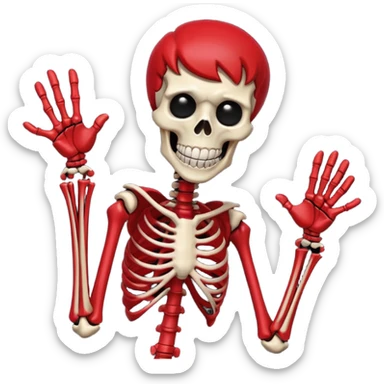 Red Skeleton Rick Astley screaming and the background is almost pitch black but it’s not only because the darkest lines of red are there sticker