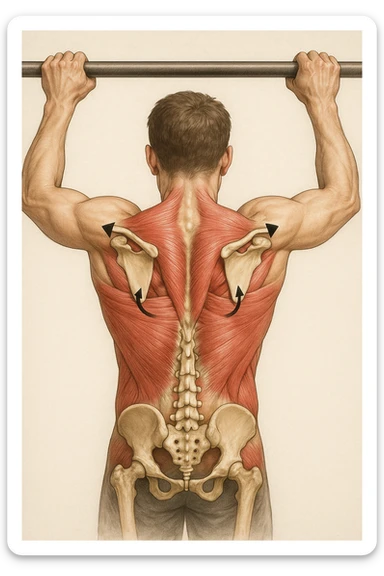 vista delle scapole durante le trazioni, visione anatomica sticker