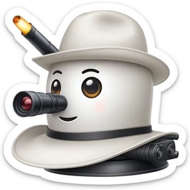 Create a white hat that loves professional AV systems, fast cars, shooting, and firing cannons. sticker