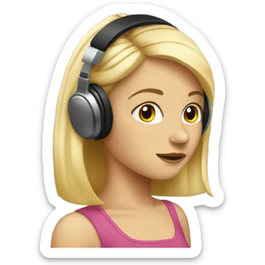 Blonde girl listening to music with earphones sticker