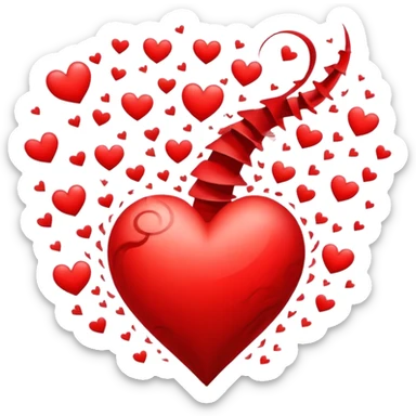 A tornado only made of red heart emojis sticker