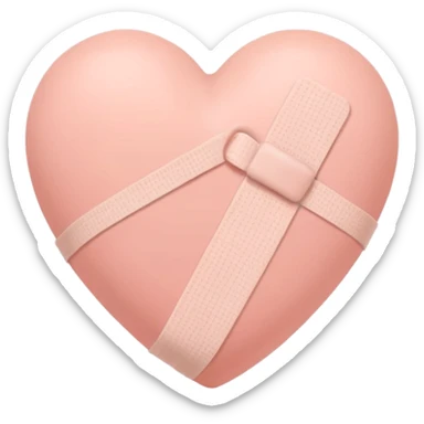 A minimalist pastel illustration of a heart with a small bandage, inspired by the ❤️‍🩹 emoji. Soft pastel colors — dusty pink, blush, baby peach, and cream tones. Gentle lighting, smooth gradients, and a calm, soothing aesthetic. Flat vector style on a light neutral background. sticker