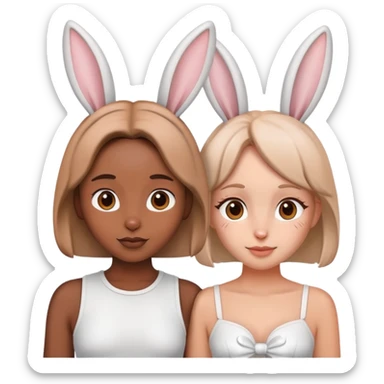 Two best friends with bunny ears  sticker