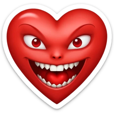 heart vampire fangs no eyes sticker