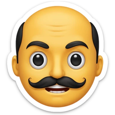 Create a Chinese smile emoji. Use the regular smile emoji and update its looks accordingly. the smile should contain an evil smile with a long Chinese like mustache sticker
