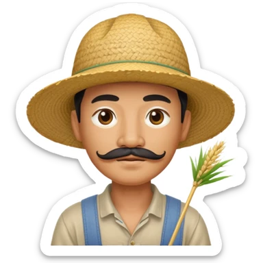 rice farmer with a chinese mustache sticker