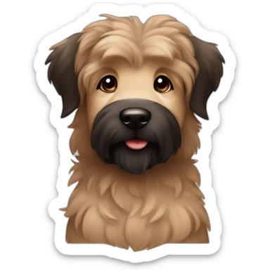 bouvier fawn brown and black puppy face very long hair smiling dark ears sticker