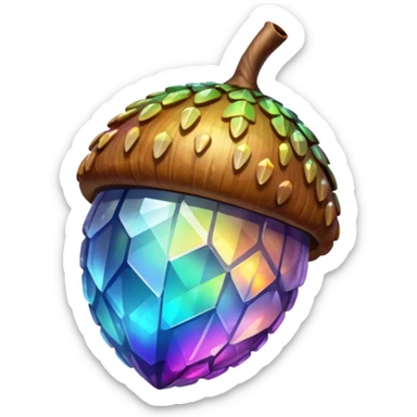 Crystallised acorn sticker