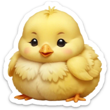 Meme-Worthy Cute Sleeping Yellow Baby Chicken Portrait Emoji, Head resting peacefully with a contented smile, showcasing a delightfully tiny build and a luxuriously soft bright yellow downy coat, eyes shut in a serene, restful nap, Simplified yet hilariously adorable features, highly detailed, glowing with a soft, drowsy light, high shine, relaxed and utterly lovable, stylized with an air of playful laziness, bright and heartwarming, soft glowing outline, capturing the essence of a comically sleepy chick, so meme-worthy it feels like it could instantly become the next viral sensation of adorable slumber! sticker