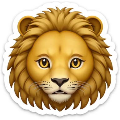 simple lion face emoji DOT eyes, only pupils,  solid black , no iris, no Sclera sticker