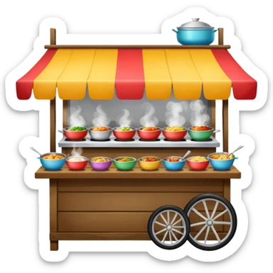 small indonesian roadside foodstall, front facing sticker