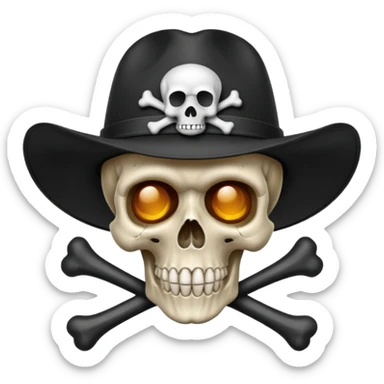 A skull and crossbones wearing a hat like vampire hunter D. sticker