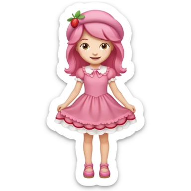 pretty and cute realistic modern day cartoon character strawberry shortcake full body sticker