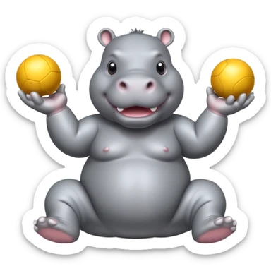 a Circus cute hippo juggling two metal ball sticker