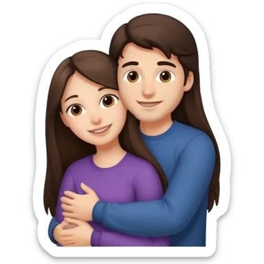 A happy boyfriend and girlfriend hug. She is brunette sexy with long hair  sticker