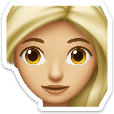 mujer rubia de ojos verdes y pelo rizado con un gato naranja sticker