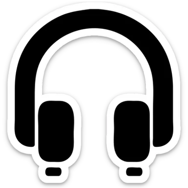 Full-size headphones in a black filled icon style, wireless. sticker