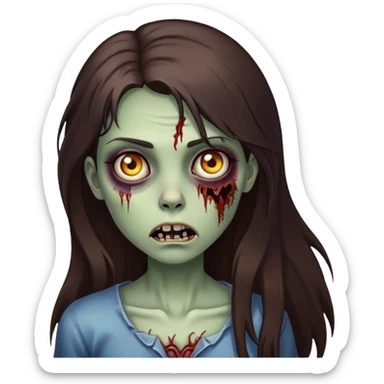 girl zombie with long dark brown hair sticker