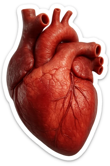 CUORE anatomico umano, iperrealistico 4k, isolato su sfondo bianco sticker