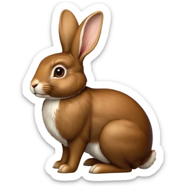 Cinematic Noble Brown Rabbit Portrait Emoji, Poised and regal, with a sturdy, compact build and a rich, velvety brown fur, long, alert ears and deep-set soulful brown eyes, Simplified yet sharp and sophisticated features, highly detailed, glowing with a warm, dignified glow, high shine, intelligent and gentle, stylized with an air of rustic elegance, focused and attentive, soft glowing outline, capturing the essence of a watchful and confident companion, so majestic it feels as though it could hop out of the screen with effortless authority! sticker