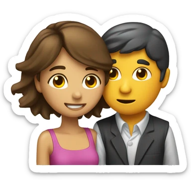 Chica dando porras a su novio que está haciendo tarea ambos son morenitos  sticker