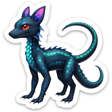 Rainbow Scaley Exotic Salandit-Aurorus-Umbreon-Fakémon-hybrid-creature (full body), 4 legs sticker