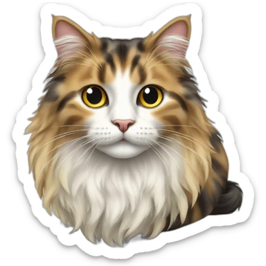 Mottled coloured cat long hair 3 legs sticker
