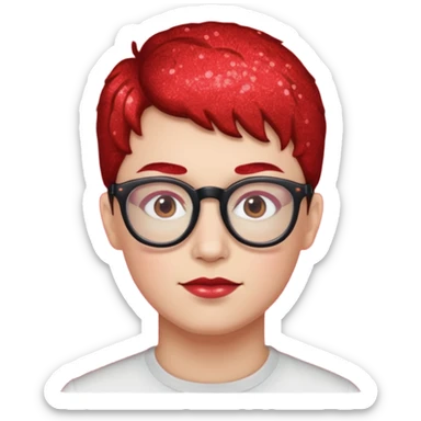 glitter red nerd sticker