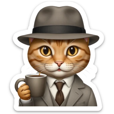 cat corleone mafia coffe sticker