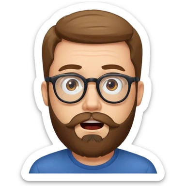 man with beard and glasses, surprised sticker