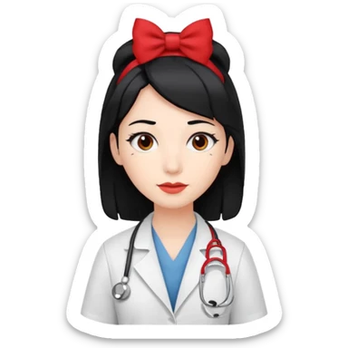 doctor with black hair and red hairclips  sticker