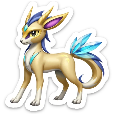 Colorful Futuristic Meloetta-Manectric-Solgaleo-Raikou-Pokémon-Digimon-Fakémon-fusion-hybrid-creature sticker
