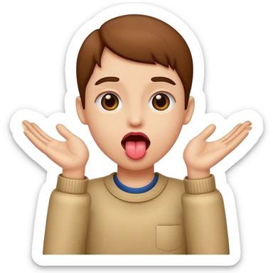 tounge out with hands to the side sticker