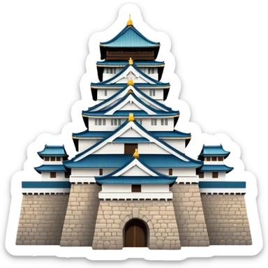 Cinematic Realistic Osaka Castle Landmark Emoji, showcasing the majestic historic castle rendered with dramatic stone textures and regal, natural lighting. sticker