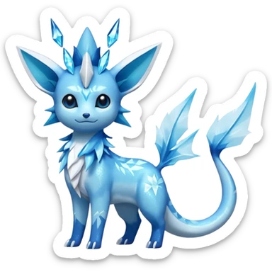 Sparkly Icy Glacial Helioptile-Vaporeon-Glaceon-Amaura-Shaymin-Fakémon-hybrid-creature (full body)  sticker