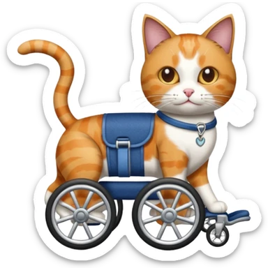 cat in a wheelchair designed for cats to walk sticker