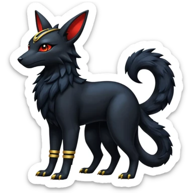Black Dark Furry Fluffy Modern Futuristic Cyber-Umbreon-Salandit-Bastet-Anubis-fusion full body sticker