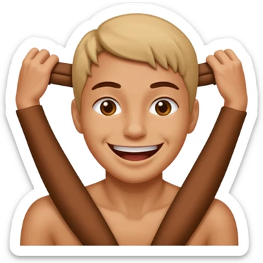 Person smiling and strangling themselves  sticker