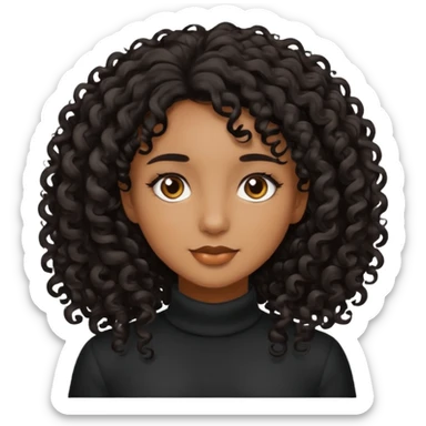 Brown skinned girl with medium length really curly black hair sticker