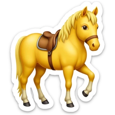 caballo amarillo con una rana montándolo  sticker