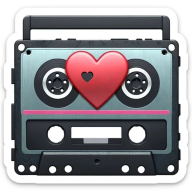 heart with a dark cassette tape and grunge texture sticker