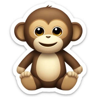 Stuffed toy cute monkey smiling more looking like a stuffed teddy bear  sticker