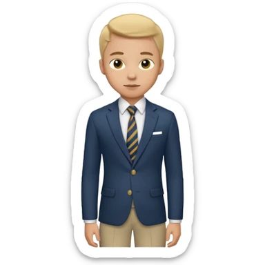 Young man, tailored trousers, a crisp button-down shirt, a blazer, and tie

 sticker