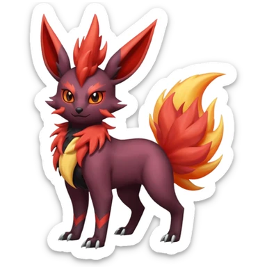 Pastel iridescent exotic colorful Darkrai-Scizor-Flareon-fusion with fiery horns and a Mohawk  sticker