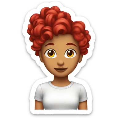 Chica pelo rojo corto con copete sticker