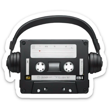 Cassette tape and headphones sticker